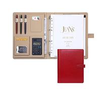 Organizador de portafolios, Carpeta de portafolios A4, Estuche de viaje profesional de piel sintética for documentos, carpetas de presentación,Bloc de notas extraíble de 4 anillas