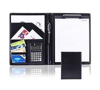 Organizador de portafolios, portafolios profesional con portapapeles, carpeta de cuero sintético, for currículum y bloc de notas, ideal for negocios, oficina y conferencias.