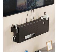 Organizador de proyector montado en la pared, estante flotante ocultador de caja WiFi, solución ideal para gestión de cables para componentes de TV en sala de estar y espacios de trabajo