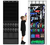Organizador de puerta para pistolas de juguete, con bolsillos y correas velcro ajustables, para blasters de espuma, dardos, gafas - ahorrador espacio para habitación infantil y sala de juegos