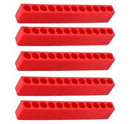 Organizador de puntas hexagonales Soporte magnético para puntas Destornillador Agujero Plástico 12 agujeros Estuche de almacenamiento de tiras Herramienta Rojo 5 uds