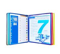 Organizador de referencia de montaje en pared, carpeta de metal con 10 bolsillos de exhibición, estante de referencia de escritorio duradero que ahorra espacio, estante de archivo de menú de hojas