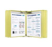 Organizador de referencia montaje en pared, carpeta exhibición abatible escritorio Metal con 20 bolsillos tamaño carta, soporte archivo hoja que ahorra espacio(Yellow)