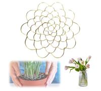 Organizador de rejilla floral de acero inoxidable, soporte para arreglos florales, ranas florales para arreglos florales, jarrón, reutilizable de 4/5/6 pulgadas para cubos (dorado, 6 pulgadas)