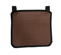 Organizador de reposabrazos de silla con múltiples bolsillos para uso lateral de mesa o mesita de noche, sostiene revistas, bolígrafos, teléfonos y bebidas, se pliega cuando no está en uso (marrón)