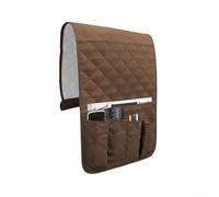 Organizador de reposabrazos de sofá con 5 bolsillos, organizador de almacenamiento antideslizante para control remoto, libros, teléfonos, se adapta a sillón, silla reclinable, gris (café)