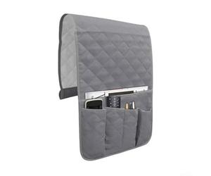 Organizador de reposabrazos de sofá con múltiples bolsillos con red antideslizante de silicona para almacenamiento de sofá reclinable para controles remotos y dispositivos móviles (gris)