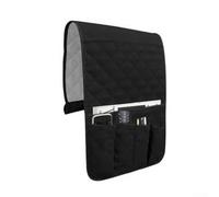 Organizador de reposabrazos de sofá con respaldo de silicona y tubo de espuma para mayor estabilidad, cinco bolsillos de almacenamiento para sillón reclinable y uso en sofá (negro)