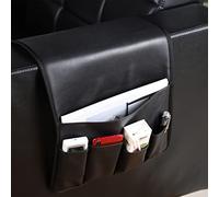 Organizador de reposabrazos for sofá, organizador de reposabrazos de cuero de PU, organizador de almacenamiento antideslizante for sillón reclinable con 5 bolsillos for teléfono, TV, control remoto, r
