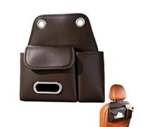 Organizador de Respaldo de Asiento Portavasos y Pañuelera de Cuero PU | Organizador para Respaldo de Asiento de Coche para Automóvil SUV Camioneta Furgoneta Viaje Carretera Pasajeros