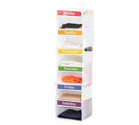 Organizador de ropa de lunes a semana para niños - Estantes de almacenamiento suspendido de 6 niveles | Organizador de armario semanal plegable con 3 bolsillos laterales, planificador de ropa