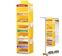 Organizador de ropa de lunes a viernes para niños - Organizador de armario de 6 -estantes | Almacenamiento semanal plegable con bolsillos laterales, organizador de ropa para guardar