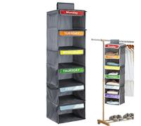 Organizador de ropa semanal - Estante plegable para el día de la semana, estante de tela para colgar | Clasificador de ropa para niños de 6 niveles, separador de ropa plegable, armario de