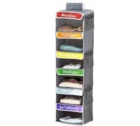 Organizador de ropa semanal para niños - hasta el sábado estante de almacenamiento, unidad de estante colgante | Práctico organizador semanal, armario con bolsillos laterales dormitorio escuela de