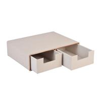 Organizador de sobremesa de piel de lino con cajón Mini organizador de sobremesa apilable Organizador de sobremesa multifuncional para material de oficina,menaje,maquillaje y artículos de aseo,Beige