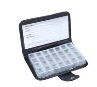 Organizador de tabletas de 7 días, cartera de cuero para medicamentos AM/NOON/noche/hora de acostarse, pastillero semanal con 28 compartimentos para medicamentos, suplementos, vitaminas