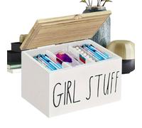 Organizador De Tampones Para Baño | Contenedor Con Divisores Internos | de Madera para Tampones con Tapa | Para Mujeres Y Aseo En Hogar O Espacios Públicos