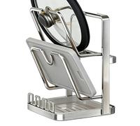 Organizador de tapa de cacerola, estante de almacenamiento de cocina multicapa de acero inoxidable, olla de encimera y soporte para cubierta para platos, tablas de cortar, hogar eficiente, apartamento