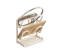 Organizador de tapa de olla con soporte para cuchara para almacenamiento de doble tapa y colocación de utensilios que ayuda a mantener una cocina organizada (B)