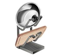 Organizador de tapa de olla: estante para tabla de cortar, soporte para cuchara con bandeja de extraíble, almacenamiento de tapa de cacerola, soporte para encimera de cocina, para cuchar