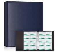 Organizador de Tarjetas de Visita tamaño A4, tamaño 3, con 30 Paquetes, 600 Bolsillos, Piel sintética, Soporte para Tarjetas de crédito, Libro, Tarjeta bancaria y Organizador de Tarjetas de (Azul)