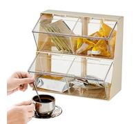 Organizador de té | Organizador apilable de almacenamiento de bolsas de té con tapa transparente, para gabinetes, encimeras, despensa, cocina, café, edulcorantes