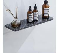 Organizador de toallas flotantes de cobre y mármol para ducha, estante de almacenamiento montado en la pared para inodoro y soporte para botellas de condimentos de cocina, color negro, 50 cm