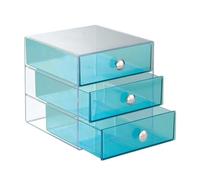 Organizador de tocador de pl stico iDesign sin BPA con 3 cajones - 16,5 x 16,5 x 16,5 cm, color aguamarina