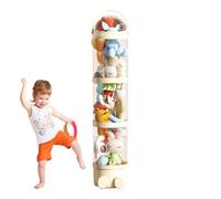 Organizador de tubos de almacenamiento de juguetes, soporte transparente para animales de peluche, estante para muñecas que ahorra espacio, organizador de torre colgante de cuatro capas, columna de