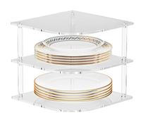 Organizador de vajilla para armario - Ahorro de espacio estante de acrílico transparente - Organizador de vajilla de 3 pisos para mesa, cuarto de baño, congelador, cómoda y mostrador de