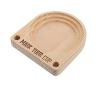 Organizador de Vasos Desechables de Madera Beige con Ranura para Marcador | Madera Maciza, Acabado Rústico Liso, Diseño Estable para Taza y Bolígrafo, Adecuado para Oficina y Barra