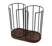 Organizador de Vasos Desechables de Madera E Hierro, 2 Compartimentos | Diseño Independiente, Base de Madera y Estructura de Hierro, Acceso Rápido, para Barra de Café y Restaurante