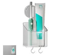 Organizador de ventosa de baño, cubo de basura de pared de baño | Bandeja de almacenamiento con ventosa Estante de pared de baño,Contenedor de artículos de tocador, agujeros de drenaje inferior