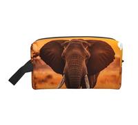 Organizador de viaje con estampado de atardecer de elefante, neceser de cosméticos, bolsa de lavado para hombres y mujeres, para viajes, gimnasio diario