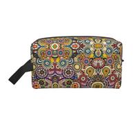 Organizador de viaje con estampado floral de círculos étnicos, neceser de aseo para hombres y mujeres, para viajes, gimnasio, uso diario