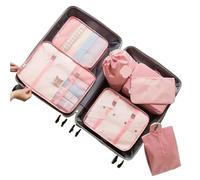 Organizador De Viaje Conjunto de 7 piezas: organizador bolsas viaje, ropa, equipaje, mantas, zapatos, maletas, cubos embalaje Para Viajes(Pink)