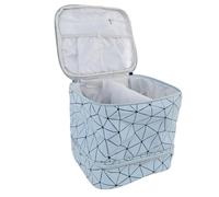 Organizador de Viaje para Esmalte de U as de Doble Capa con Asa Estuche de Almacenamiento para 30 Botellas Ideal para Artistas Profesionales y Aficionadas Cuero de PU Azul 24x23x21