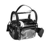 Organizador de viaje transparente para artículos de tocador con asa, almacenamiento de maquillaje de PVC para mujeres y hombres, 9.4 x 5.5 x 9.45 pulgadas