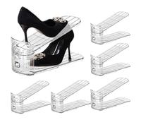 Organizador de zapatos, 6 piezas, ahorro de espacio para zapatos, antideslizante, apilable, soporte de ajuste de altura para puerta de garaje, pared, cama, dormitorio