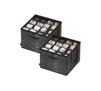SONGMICS Organizador Zapatos, Asas, Tapa Transparente, Negro Tinta | Caja para Guardar Zapatos, Juego de 2, Para hasta 32 Pares, Negro Tinta, Colección TINA LSP602B01