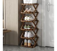 Organizador de zapatos de bambú con 10 niveles para sala de estar familiar, entrada, estante plegable para flores y solución de almacenamiento