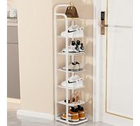 Organizador de zapatos de bambú de 10 niveles para sala de estar, entrada, baño, estante vertical plegable duradero con soporte de diseño de flores