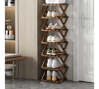Organizador de zapatos de bambú de 10 niveles para sala de estar, entrada, duradero, plegable, vertical, estante de almacenamiento de zapatos con diseño de flores, ideal para baño o pasillo