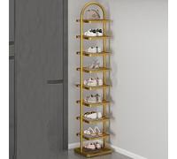Organizador de zapatos de bambú de 10 niveles para sala de estar familiar, entrada, baño, estante vertical plegable duradero con soporte de exhibición de flores