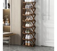 Organizador de zapatos de bambú de 10 niveles para sala de estar familiar, entrada, baño, estante vertical duradero para zapatos, soporte plegable para flores, ahorro de espacio.