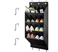 Organizador De Zapatos de tamaño grande Para Colgar De La Puerta, almacenamiento de zapatos con gancho, zapatero para puerta con 14 bolsillos profundos, colgante de puerta para camping, armario，Negro