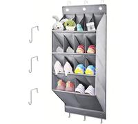 Organizador De Zapatos de tamaño grande Para Colgar De La Puerta, almacenamiento de zapatos con gancho, zapatero para puerta con 14 bolsillos profundos, colgante de puerta para camping, armario，Negro