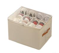 Organizador de zapatos de tela con 16 separadores ajustables, cubículo plegable de tela Oxford para armario, 17.3 x 17.5 x 12.6 pulgadas (beige)