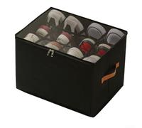 Organizador de zapatos de tela con 16 separadores ajustables, cubículo plegable de tela Oxford para armario, 17.3 x 17.5 x 12.6 pulgadas (negro)