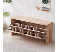 Organizador de zapatos, estante vertical giratorio ajustable, banco de zapatos de madera maciza tallado a mano con estante oculto, armario de almacenamiento de zapatos de madera rústica